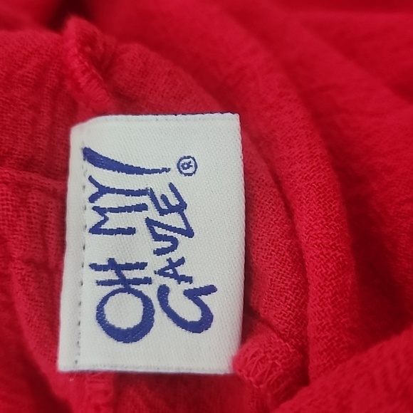 Oh My Gauze! Tortus Long Sleeve Cowl Neck Lagenlook Tunic Top Red One Size - Picture 11 of 12